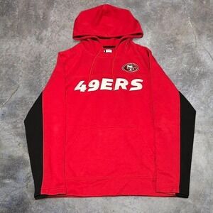 Men's 49ers Size Large Two Tone Pullover Hoodie Red Black NFL Sweatshirt